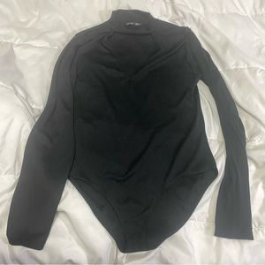 Zara Ribbed Body Suit Choker V Neck